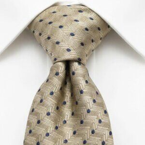 Bill Blass Silk Tie Geometric Warm Oat Tan Beige